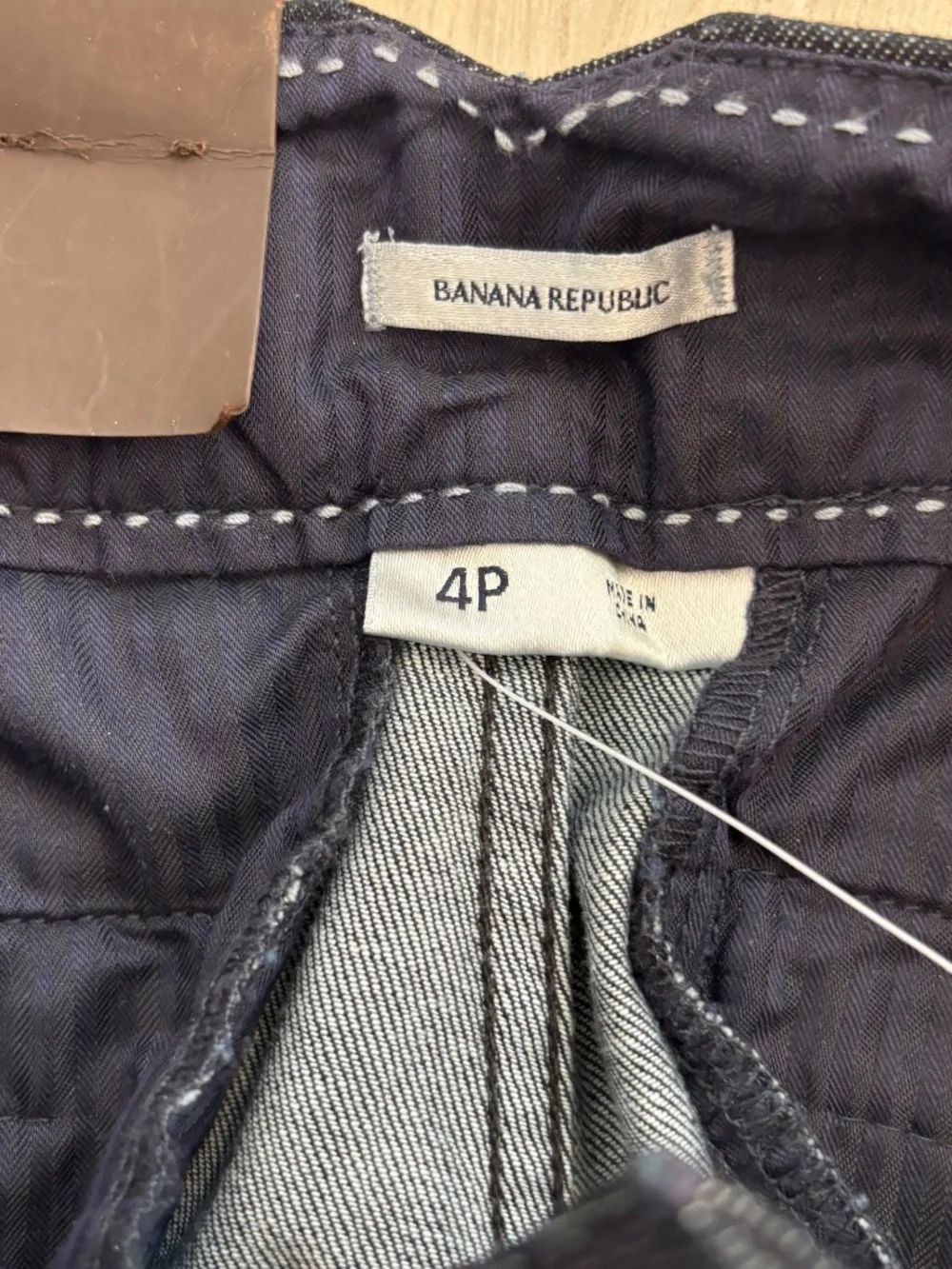 Banana Republic NWT Sloan Fit Pants Size 4P Petite Dark Blue Denim Dress Slacks - Picture 9 of 11